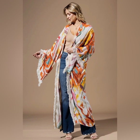 Tops - Malibu Sunset Boho Fringe Kimono